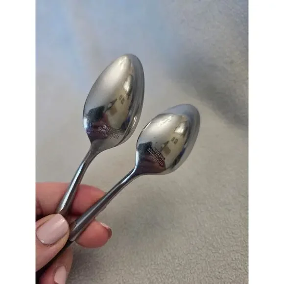 Lot 2 Vintage Interpur Stainless Japan Teaspoon Silverware Flatware Black Swirl - Picture 3 of 6